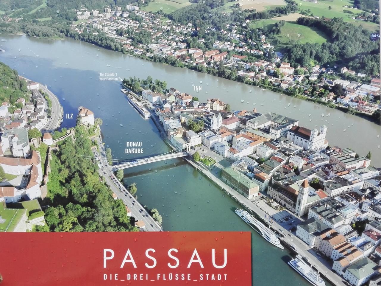 Die Alstadt von Passau am Zusammenfluss der Flüsse Donau, Inn und Ilz