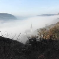 Moselhänge im Morgennebel